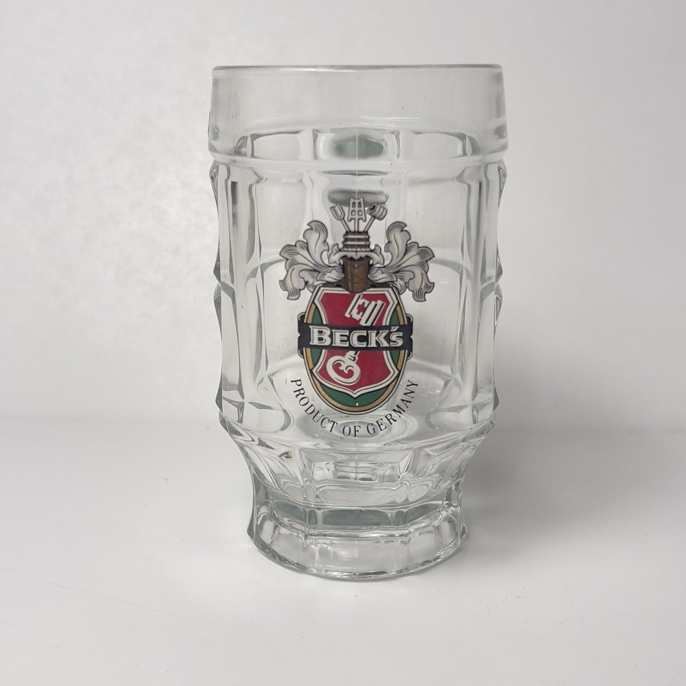 Vintage Beck's Beer Glass Mug Stein Product Of Germany Clear Heavy Barware 0.25L